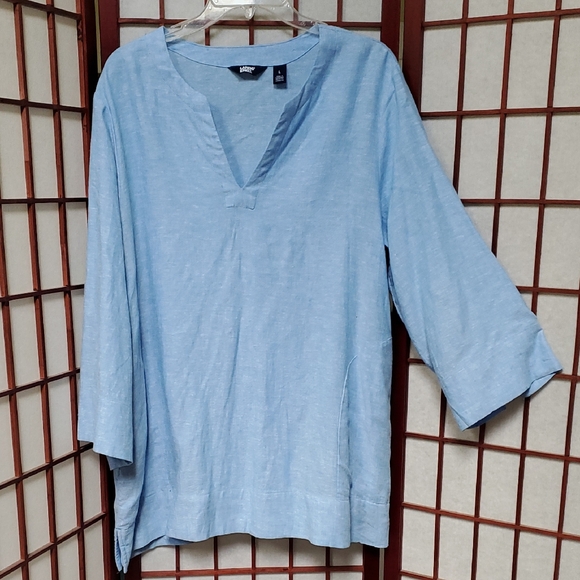 Lands' End Tops - Lands' End Women's 3/4 Sleeve Linen Blend Tunic Top